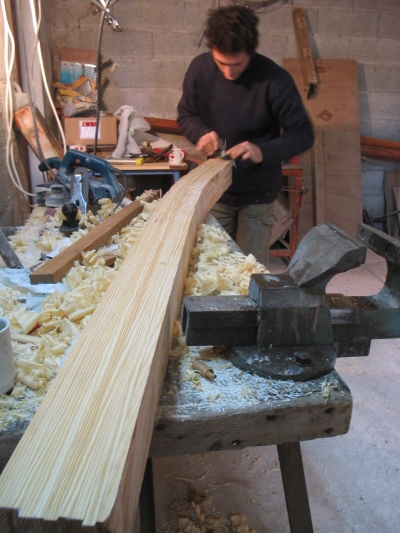 shaping new Flicka bowsprit