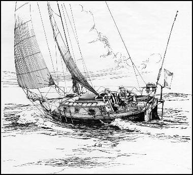 Flicka under sail by Bruce P Bingham from Sailors Sketchbook