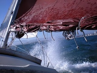 Wetting the sail on Santa Monica Bay.