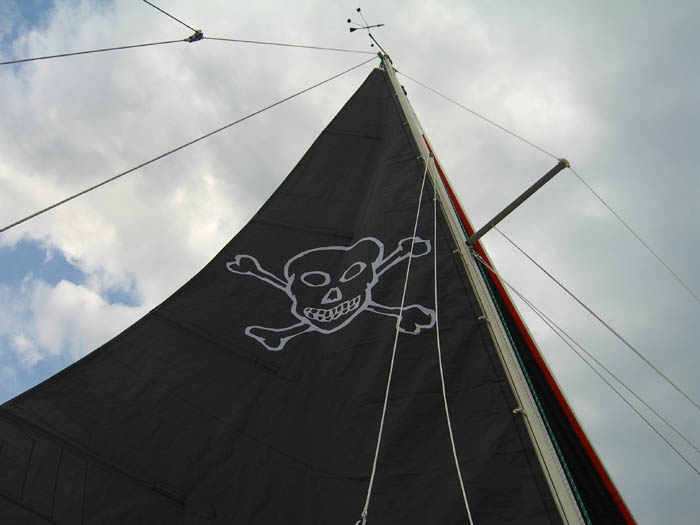 s/v Isis black main sail