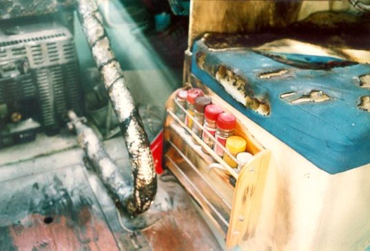 Fire and Smoke damage to the interior of Anthony Steward’s Durban Built Flicka s/v SELECTED RISKS