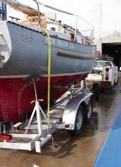 Two straps were used to secure the Flicka to the trailer