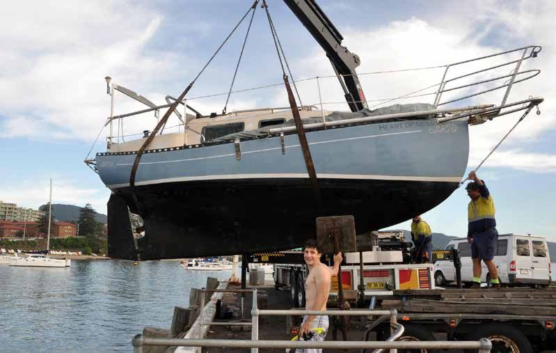 Getting close to the boat trailer for the trip to a new cradle